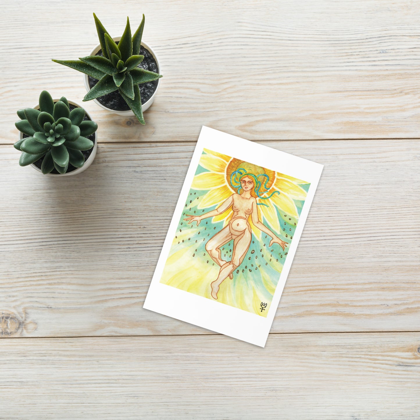 Berehynia with Sunflower Seeds Blank Greeting Card