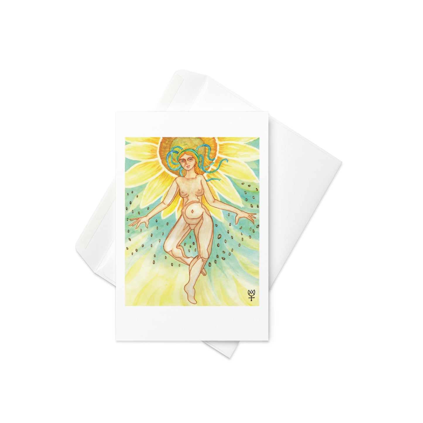 Berehynia with Sunflower Seeds Blank Greeting Card