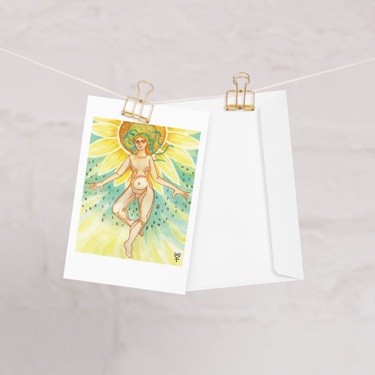 Berehynia with Sunflower Seeds Blank Greeting Card