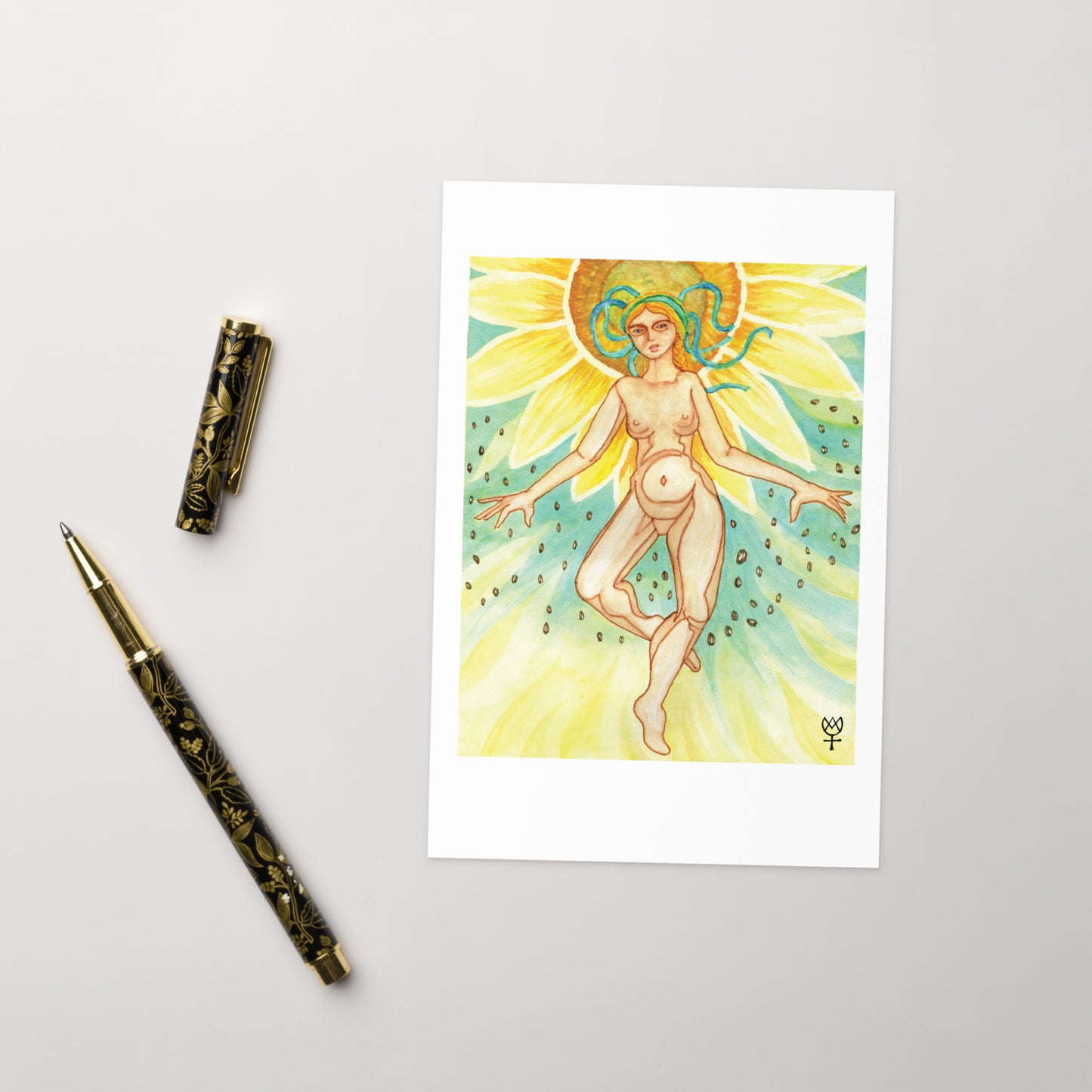 Berehynia with Sunflower Seeds Blank Greeting Card