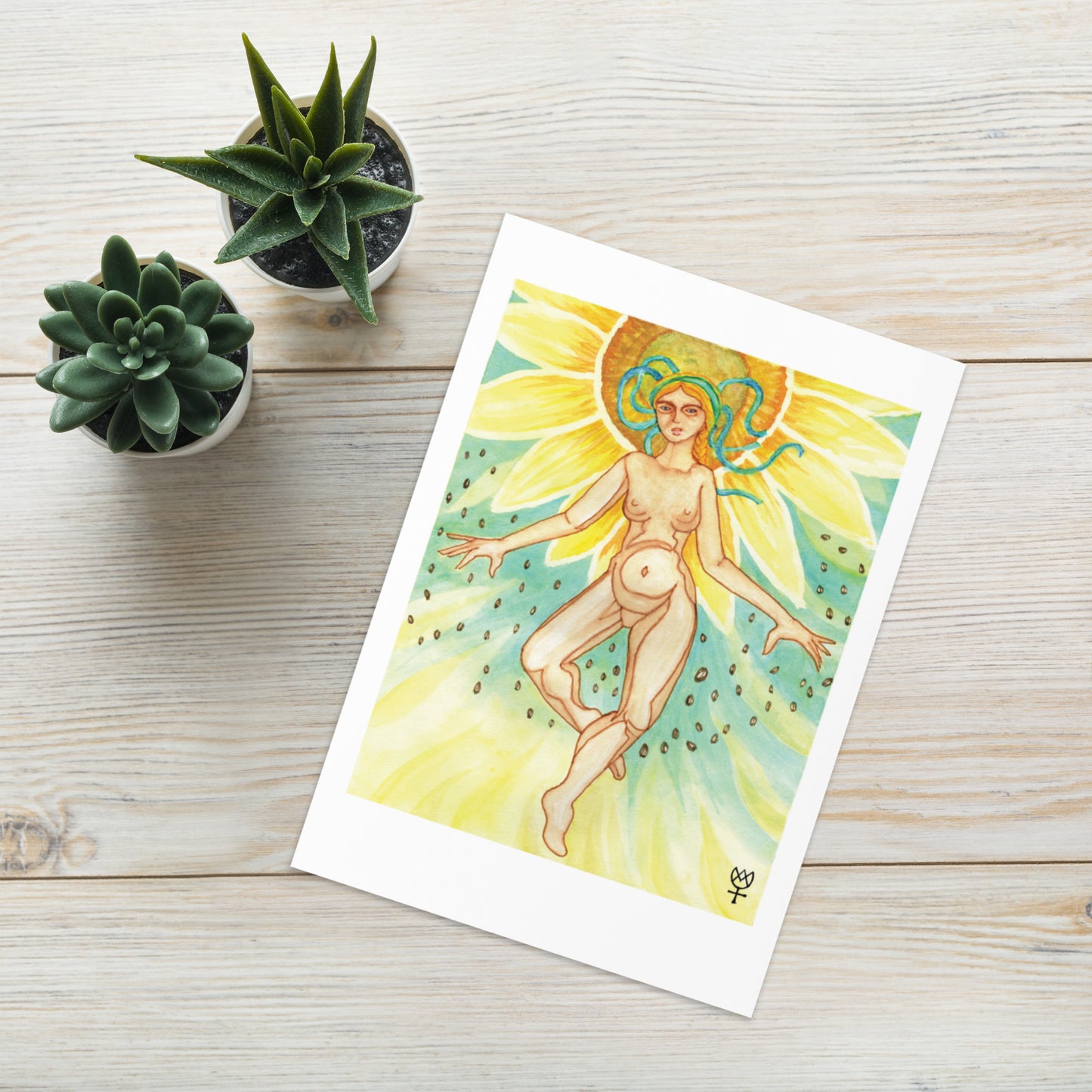 Berehynia with Sunflower Seeds Blank Greeting Card