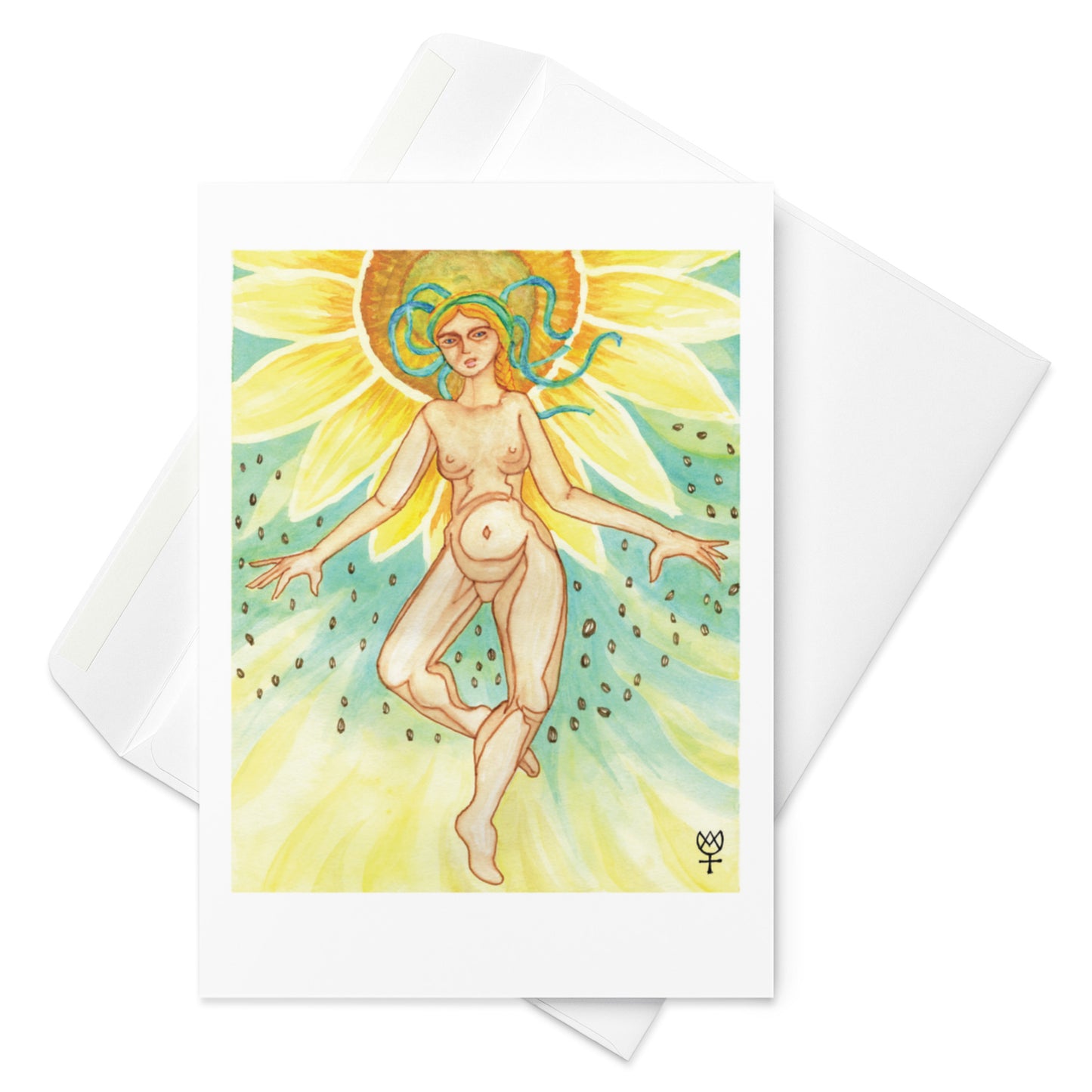 Berehynia with Sunflower Seeds Blank Greeting Card