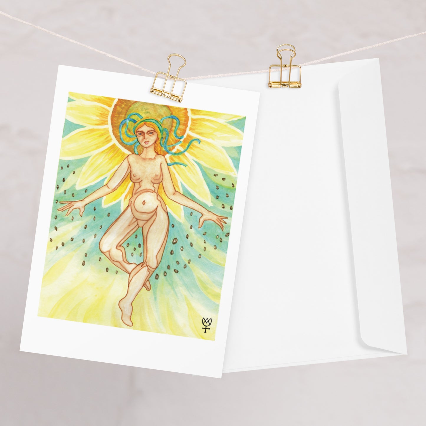 Berehynia with Sunflower Seeds Blank Greeting Card