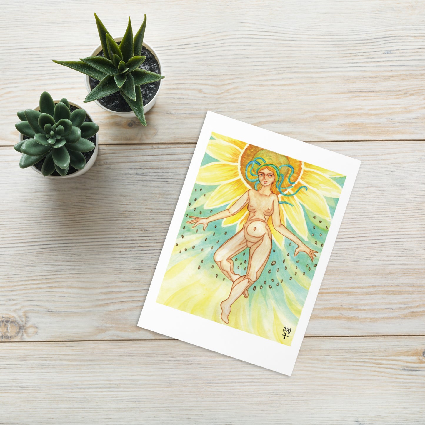 Berehynia with Sunflower Seeds Blank Greeting Card