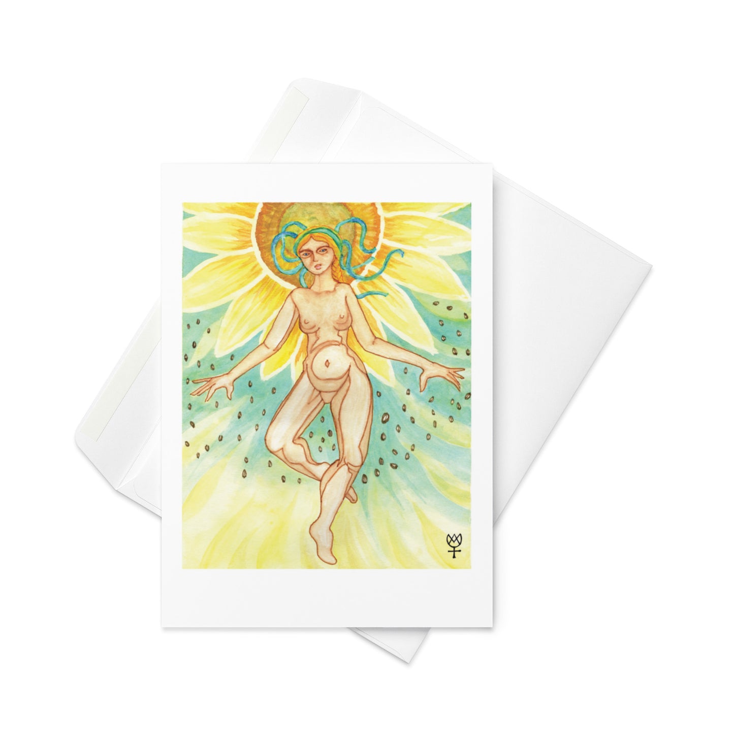 Berehynia with Sunflower Seeds Blank Greeting Card