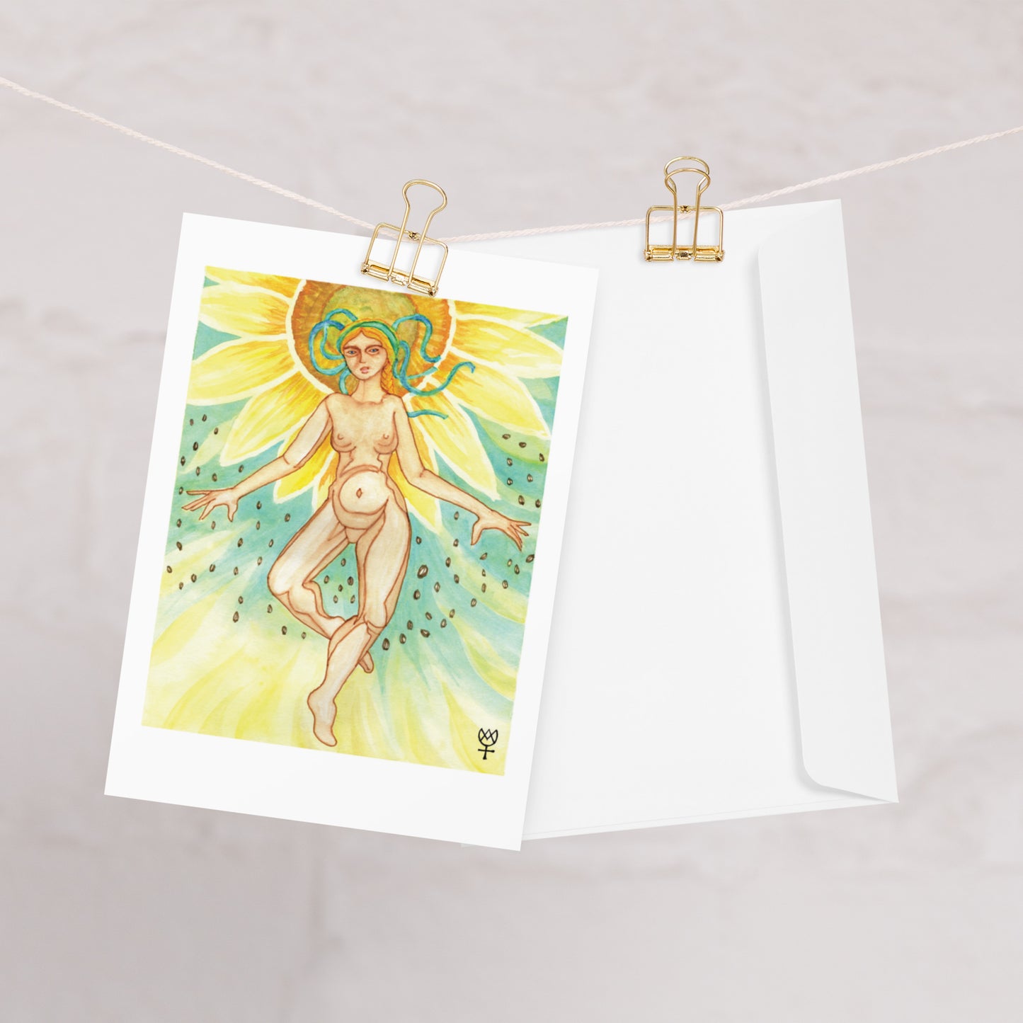 Berehynia with Sunflower Seeds Blank Greeting Card