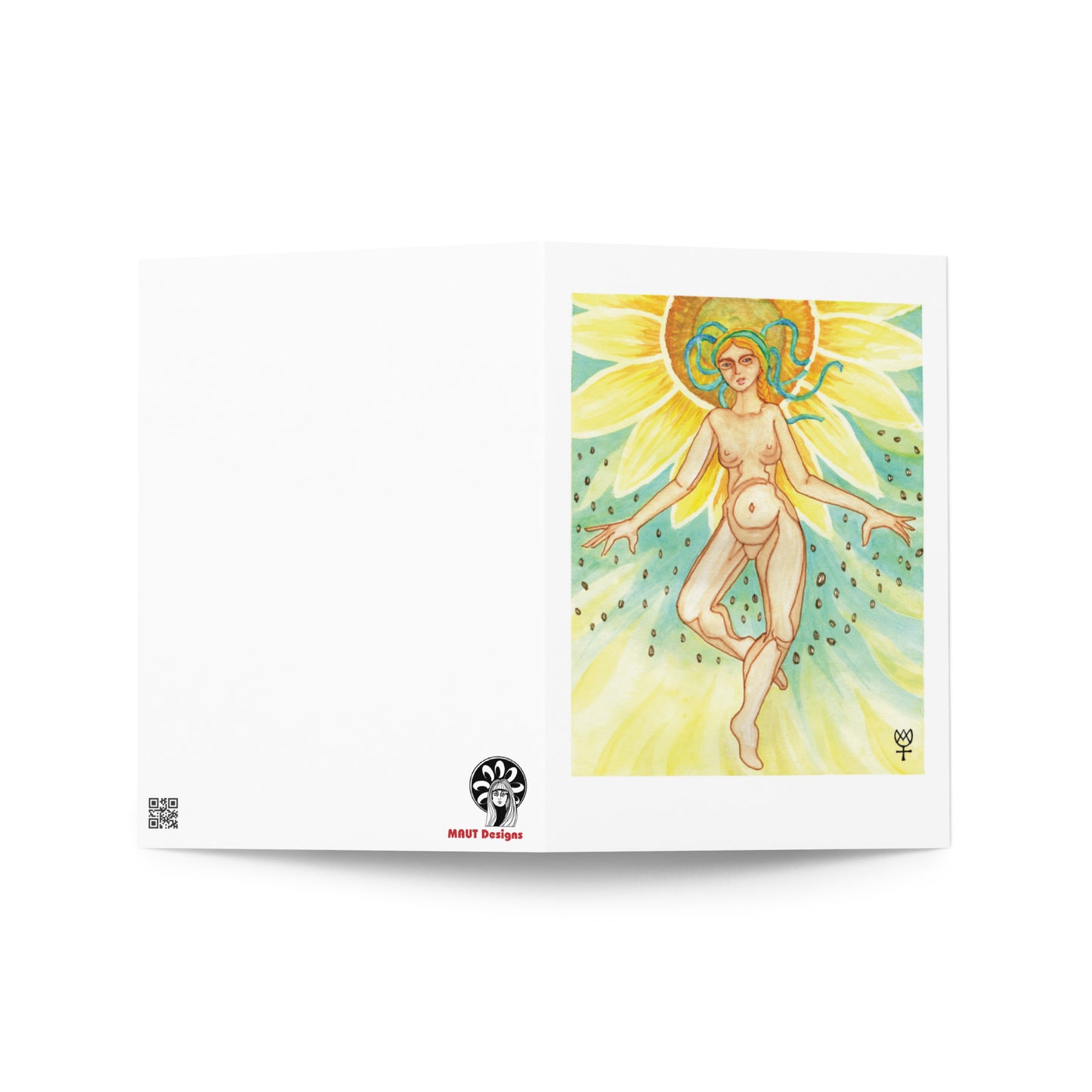 Berehynia with Sunflower Seeds Blank Greeting Card