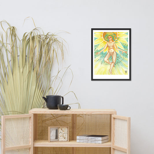 Berehynia with Sunflower Seeds Framed Poster