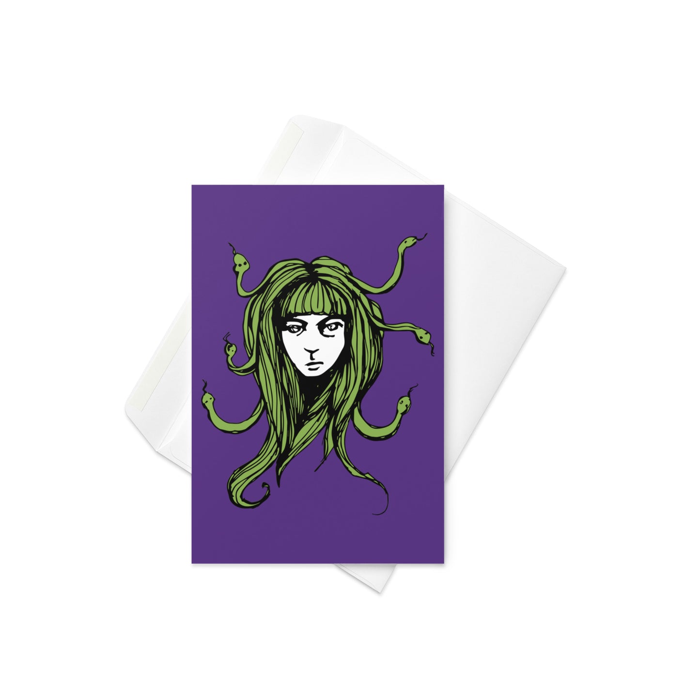 Fringe Medusa Blank Greeting Card