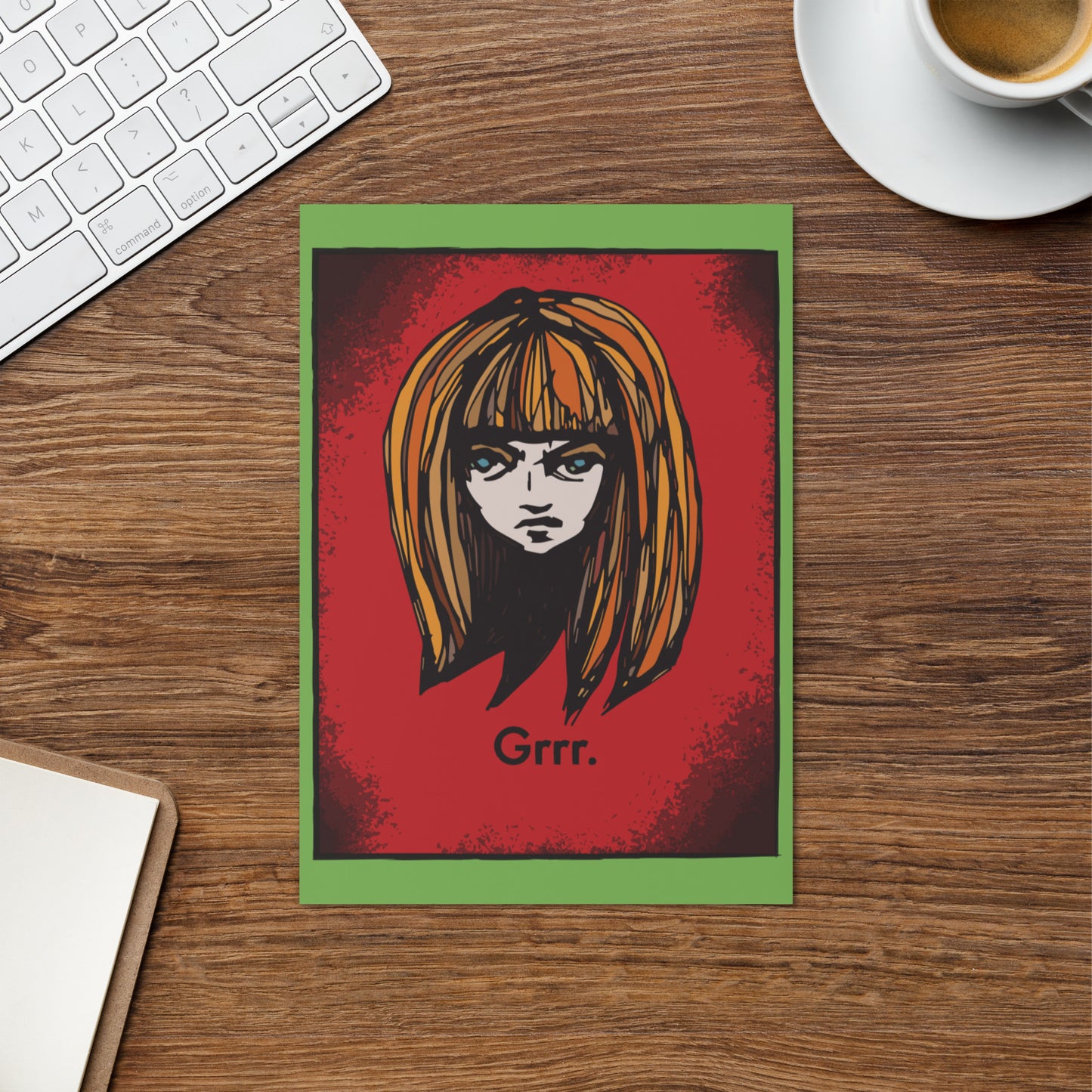 Grumpy Girl Blank Greeting Card