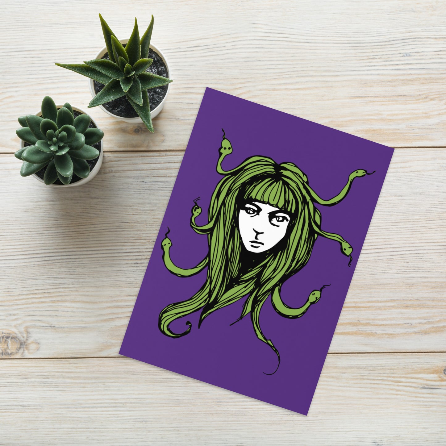 Fringe Medusa Blank Greeting Card