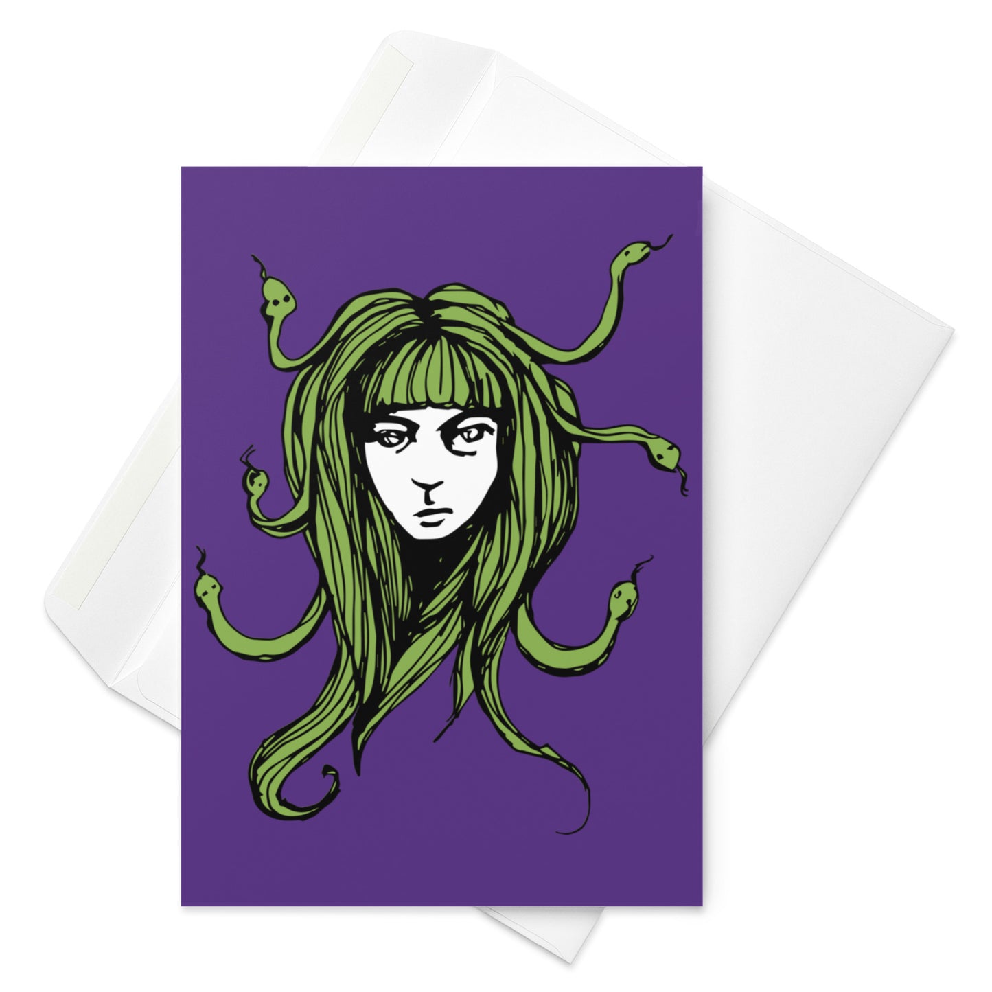 Fringe Medusa Blank Greeting Card