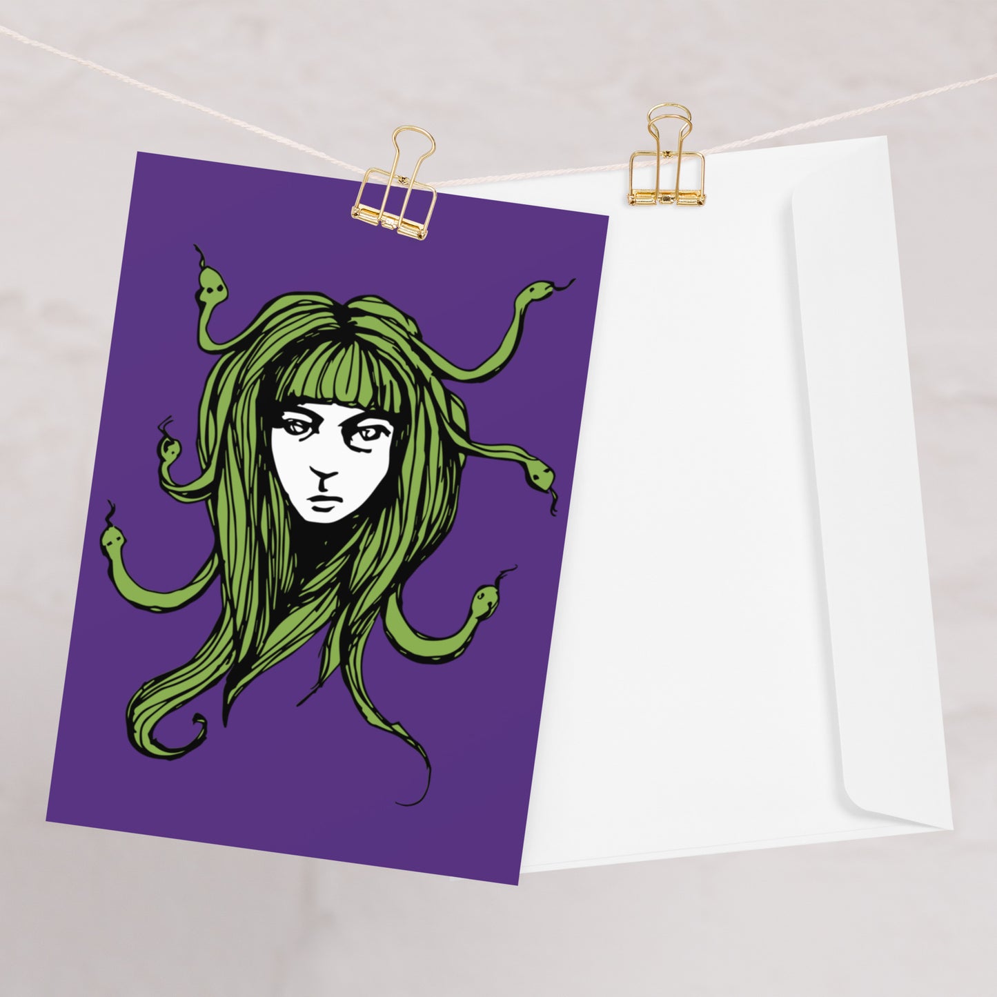 Fringe Medusa Blank Greeting Card