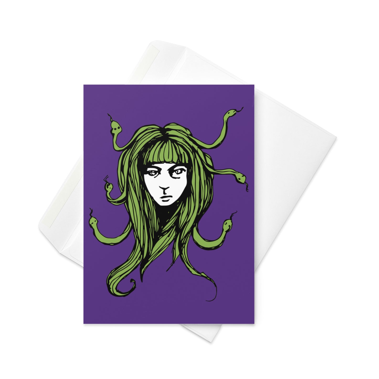 Fringe Medusa Blank Greeting Card