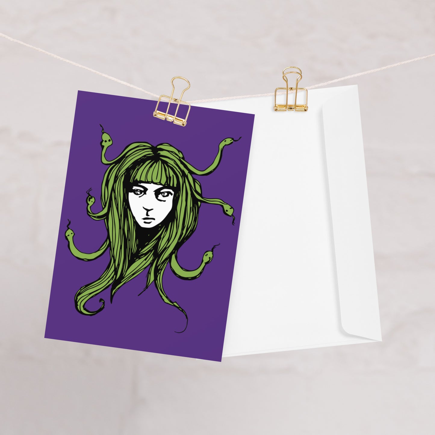 Fringe Medusa Blank Greeting Card