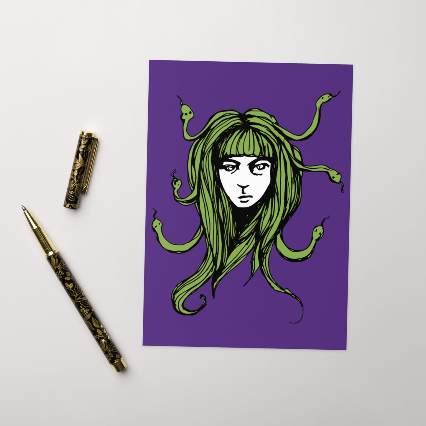 Fringe Medusa Blank Greeting Card